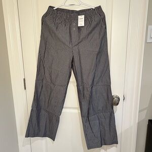 Cotton On Elastic-Waist Poplin Pants - Gray/White